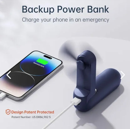 Ventilador portatil con power bank (batería de recarga)  y linterna