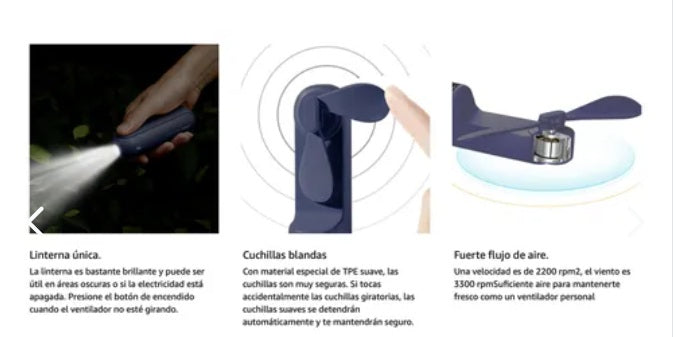 Ventilador portatil con power bank (batería de recarga)  y linterna